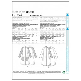 Butterick Sewing Pattern 6254 Misses' Outdoor Coat Dress