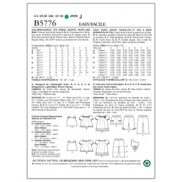 Butterick Sewing Pattern 5776 Children's Top Dress Shorts Trousers & Bag