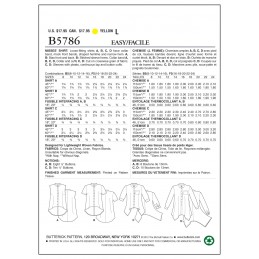 Butterick Sewing Pattern 5786 Misses' Loose Fitting Shirt Blouse