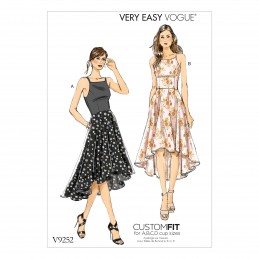 Vogue Sewing Pattern V9252 Women's Princess Seam High Low Dresses With Pockets