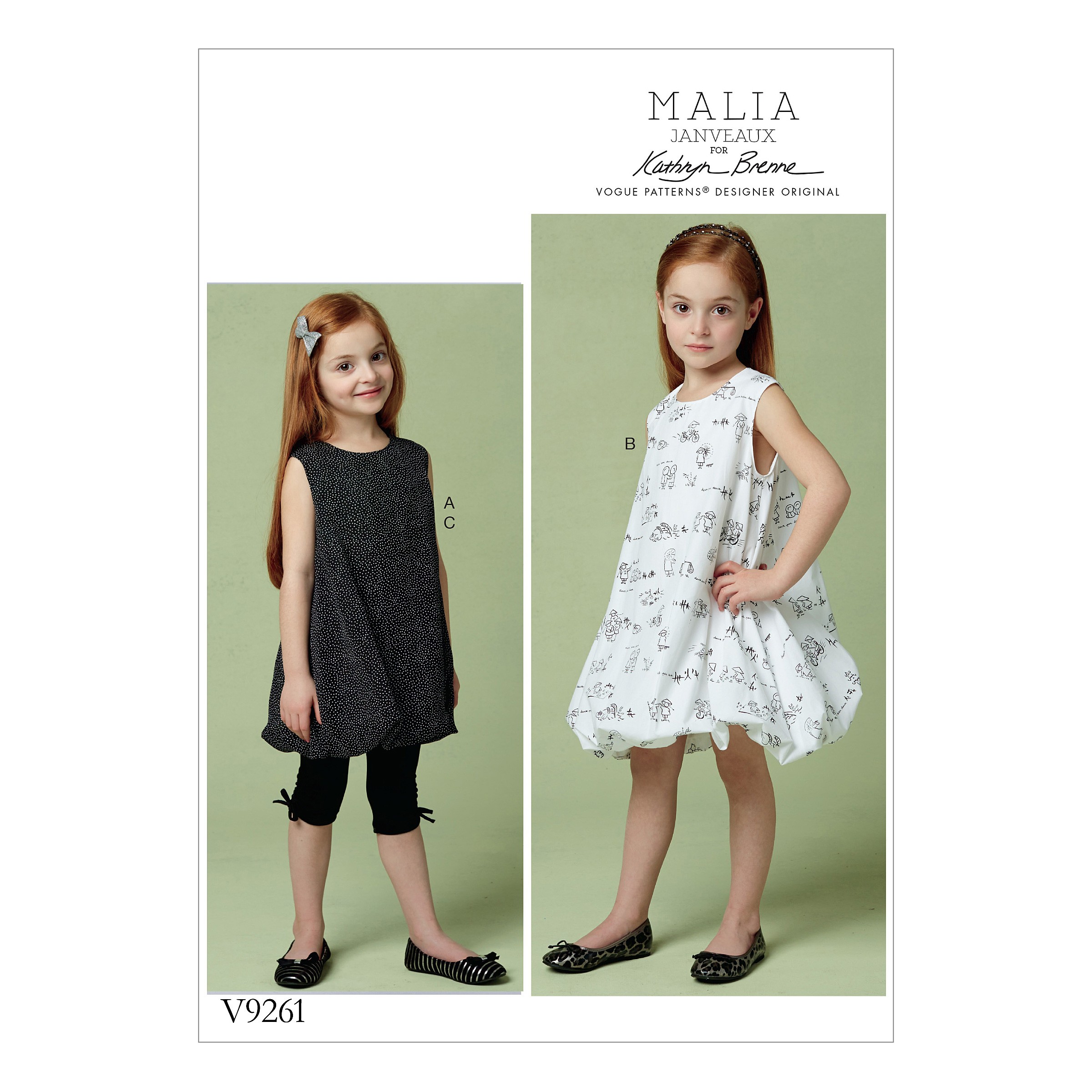 Vogue Sewing Pattern V9261 Children's Tunic And Dress With Bubble Hem & Leggings