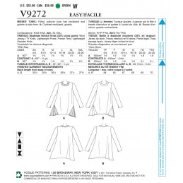 Vogue Sewing Pattern V9272 Women's Knit Swing Tunics With Godets