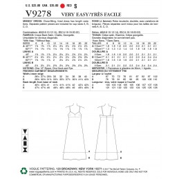Vogue Sewing Pattern V9278 Women's Slip Style Dress With Back Zipper