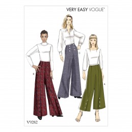 Vogue Sewing Pattern V9282 Women's High-Waist Trousers With Button Detail