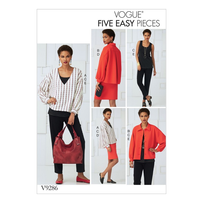 Vogue Sewing Pattern V9286 Women's Misses' Top Straight Skirt And Trousers