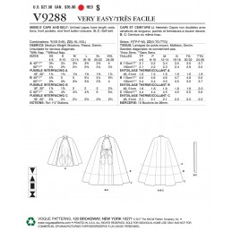 Vogue Sewing Pattern V9288 Women's Cape With Stand Collar Pockets & Belt