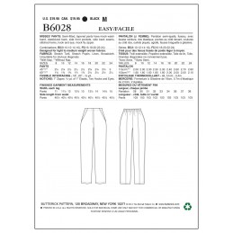 Butterick Sewing Pattern 6028 Misses' Semi-fitted Trousers
