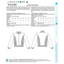 Vogue Sewing Pattern V9290 Men's Bomber Style Jacket