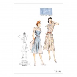 Vogue Sewing Pattern V9294 Women's Misses' Vintage Dress Gathered Sleeves