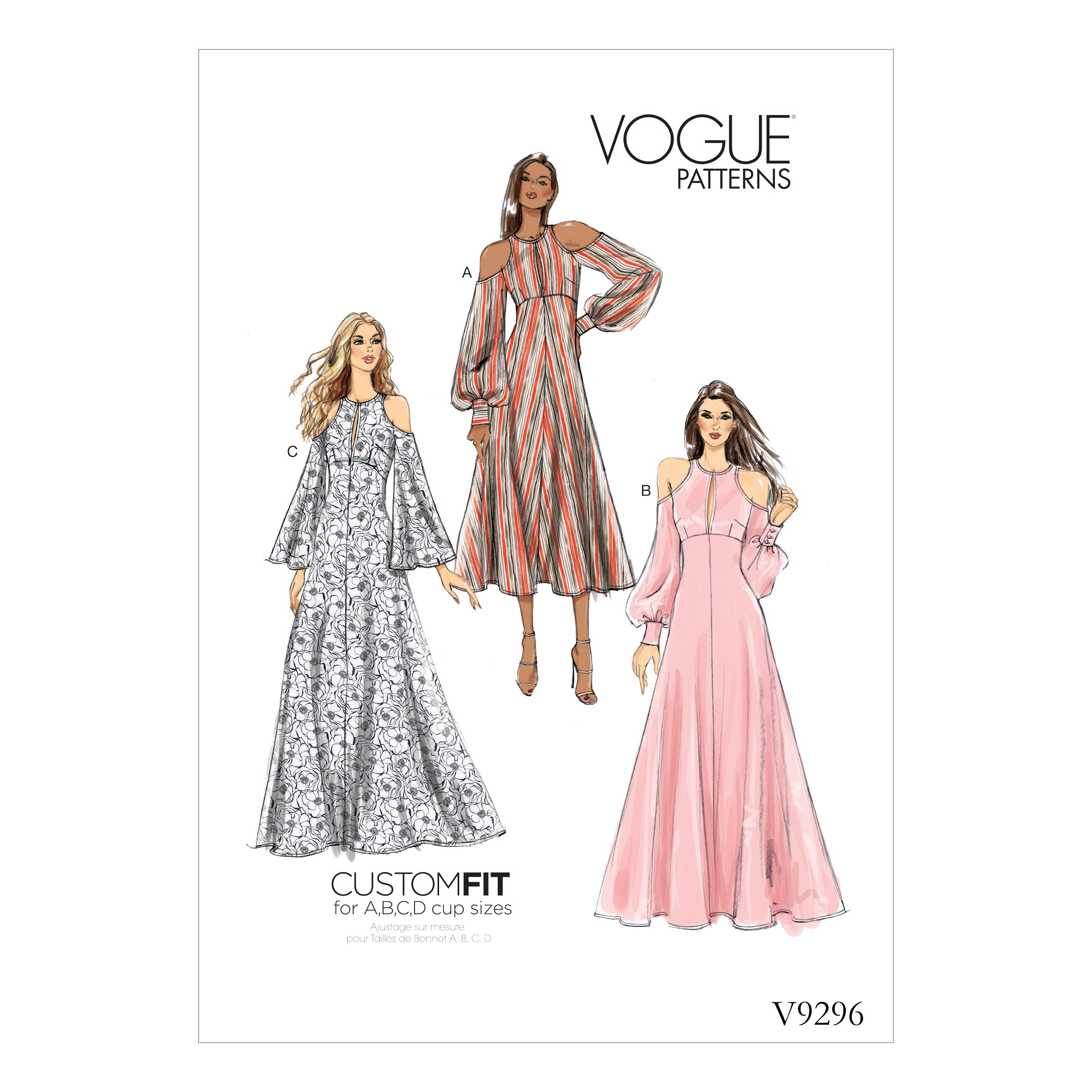 Vogue Sewing Pattern V9296 Women's Misses' Cold Shoulder Dress
