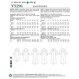 Vogue Sewing Pattern V9296 Women's Misses' Cold Shoulder Dress