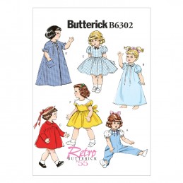 Butterick Sewing Pattern 6302 18" Doll Clothes Overalls Dress Nightgown