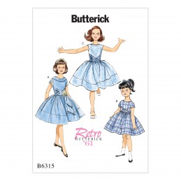 Butterick Sewing Pattern 6315 Children's Girls Pleated Cummerbund Dresses