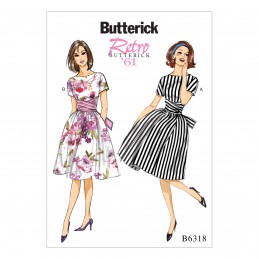 Butterick Sewing Pattern 6318 Misses' Semi Fitted Bodice Dress