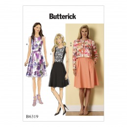Butterick Sewing Pattern 6319 Misses' Cardigan & Pleated Skirt Dress