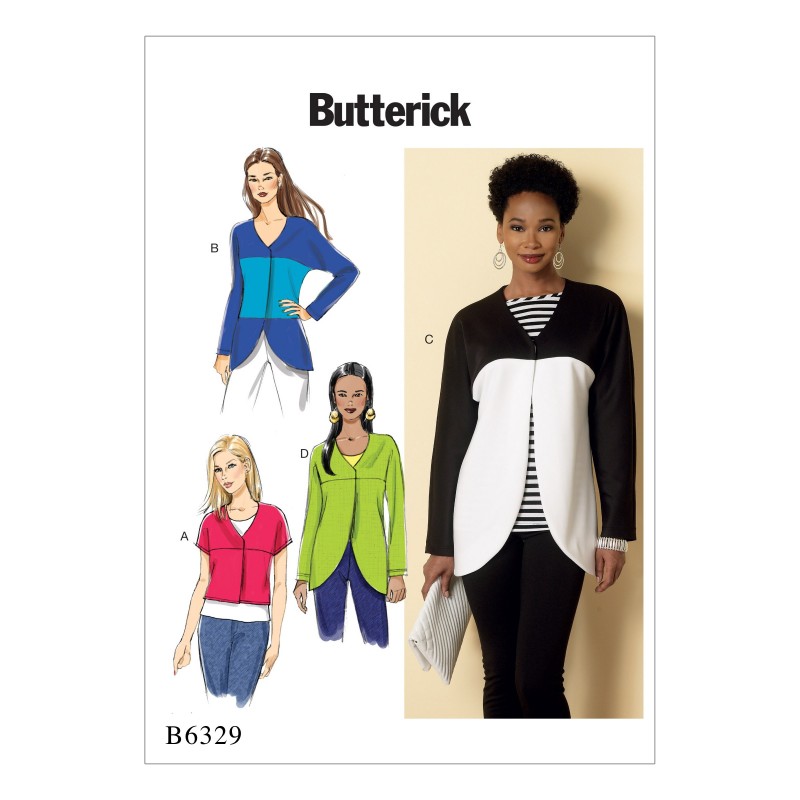 Butterick Sewing Pattern 6329 Misses' Curved Seam or Cropped Jackets Coat