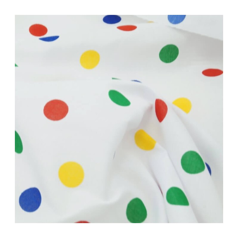 Polycotton Fabric Polka Dots Spots Dotty Multi Craft Dress