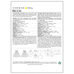 Butterick Sewing Pattern 6336 18" Doll Clothes Retro Outfits Bride Dress
