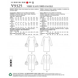 Vogue Sewing Pattern V9325 Misses' Dress Women's Fitted Lined Dresses
