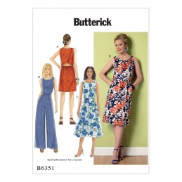 Butterick Sewing Pattern 6351 Misses' Open-Back Tulip Detail Dress & Jumpsuit