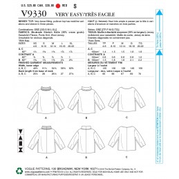 Vogue Sewing Pattern V9330 Women's Loose Fitting Oversized Top