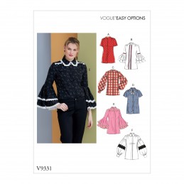 Vogue Sewing Pattern V9331 Women's Collared Shirt With Sleeve Variations