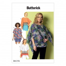 Butterick Sewing Pattern 6356 Misses' Fringe Trim Overlay or Notch Neck Tunics