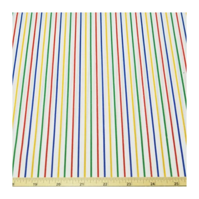Polycotton Fabric Stripes Rainbow Lines Candy Stripe Multi