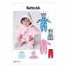Butterick Sewing Pattern 6372 Babies Cape Vest Romper & Pull on Trousers
