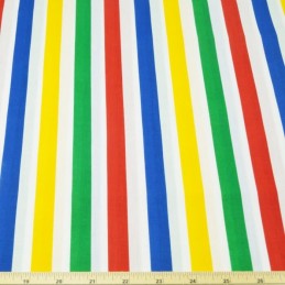 16mm Polycotton Fabric Stripes Rainbow Lines Candy Stripe Multi