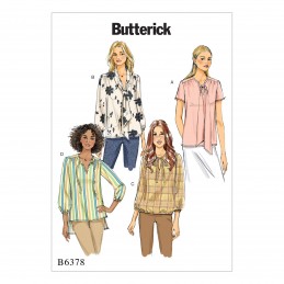 Butterick Sewing Pattern 6378 Misses' Gathered Tops & Tunics With Neck Ties