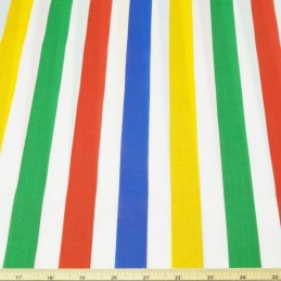 26mm Polycotton Fabric Stripes Rainbow Lines Candy Stripe Multi