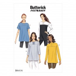 Butterick Sewing Pattern 6416 Misses' Button Closure Tunic with Yok