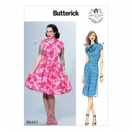 Butterick Sewing Pattern 6483 Misses' Dress with Mandarin Collar & Skirt Options