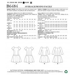 Butterick Sewing Pattern 6484 Misses' Square Neck Dropped Waist Dress