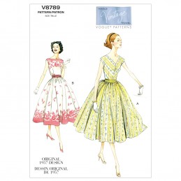 Vogue Sewing Pattern V8789 Women's Vintage Dress With Cummerbund