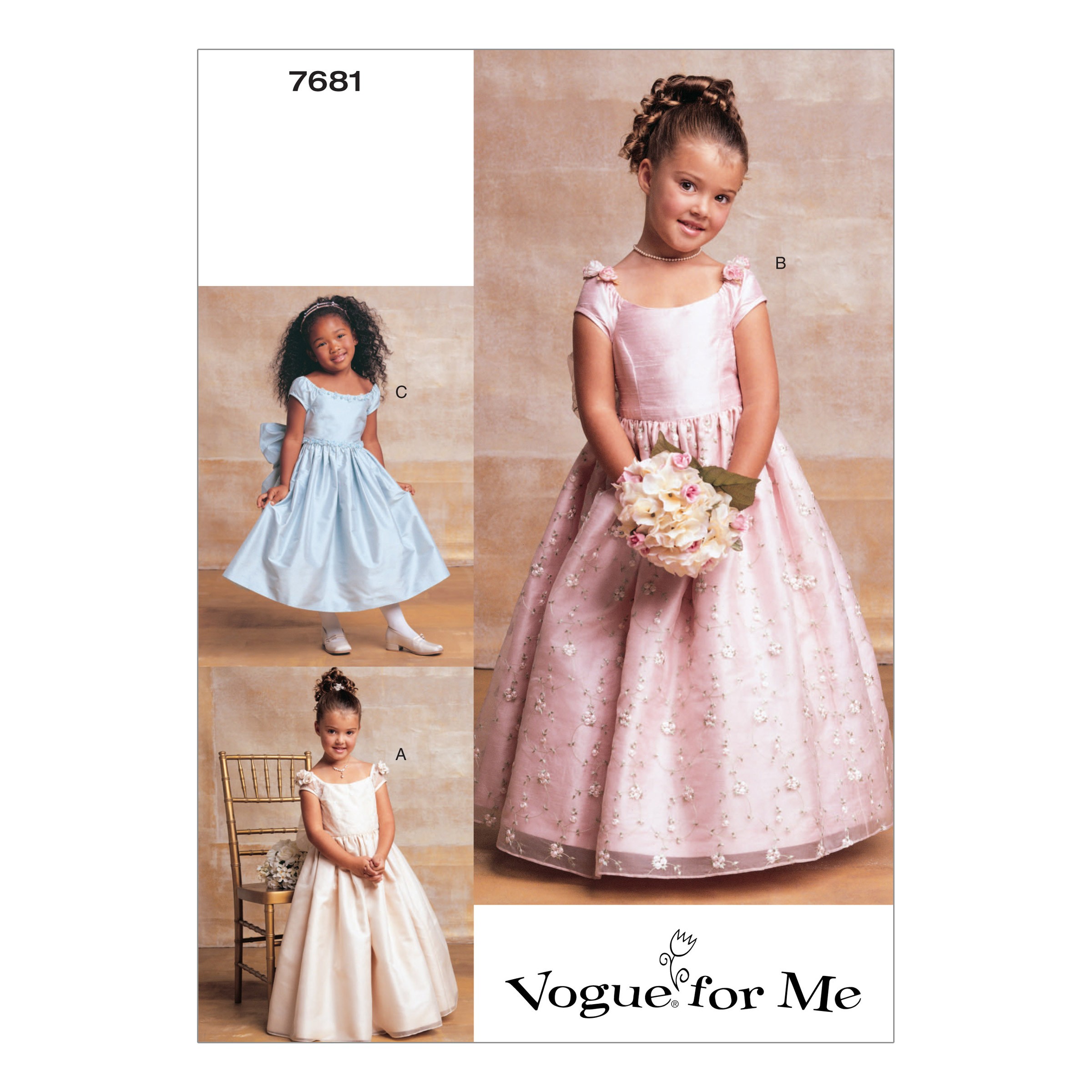 Vogue Sewing Pattern V7681 Girl's Special Occasion Dresses with Skirt Options