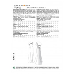 Vogue Sewing Pattern V1616 Women's Special Occasion One Shoulder Dress