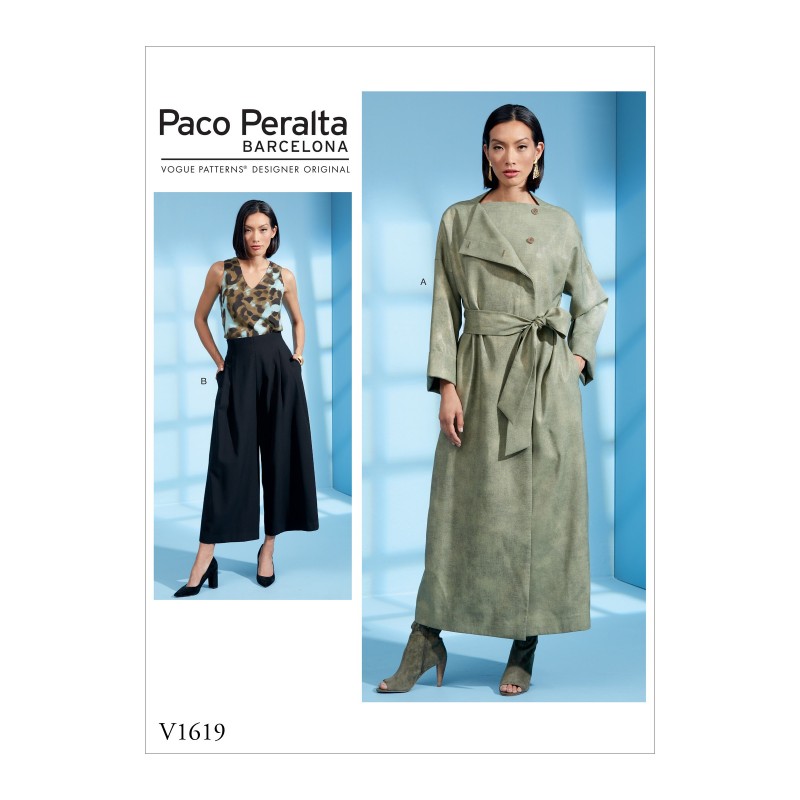 Vogue Sewing Pattern V1619 Women's Duster Coat and Wide Leg Trousers