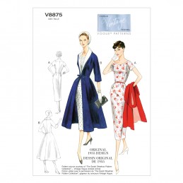 Vogue Sewing Pattern V8875 Women's Dress Belt Coat & Detachable Collar