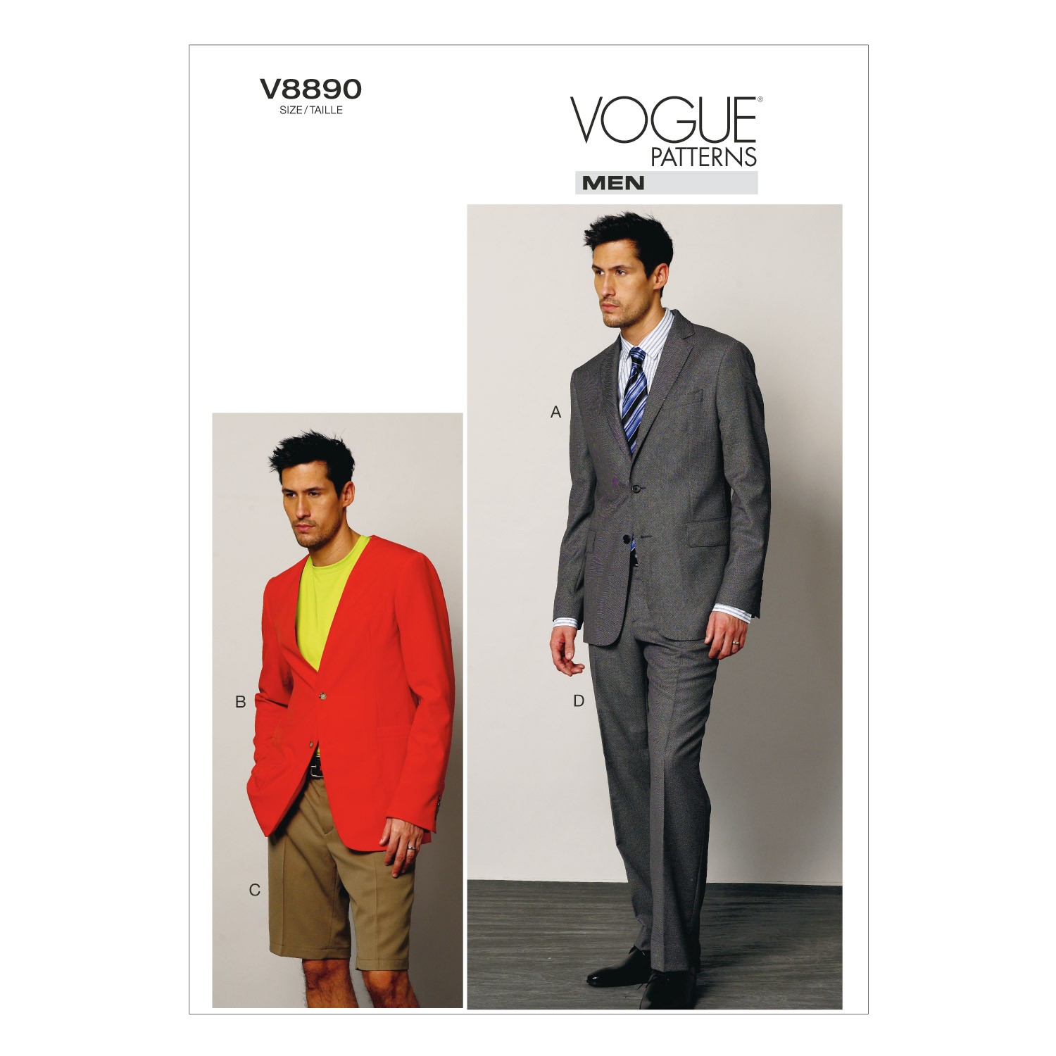 Vogue Sewing Pattern V8890 Men's Jacket Shorts And Trousers