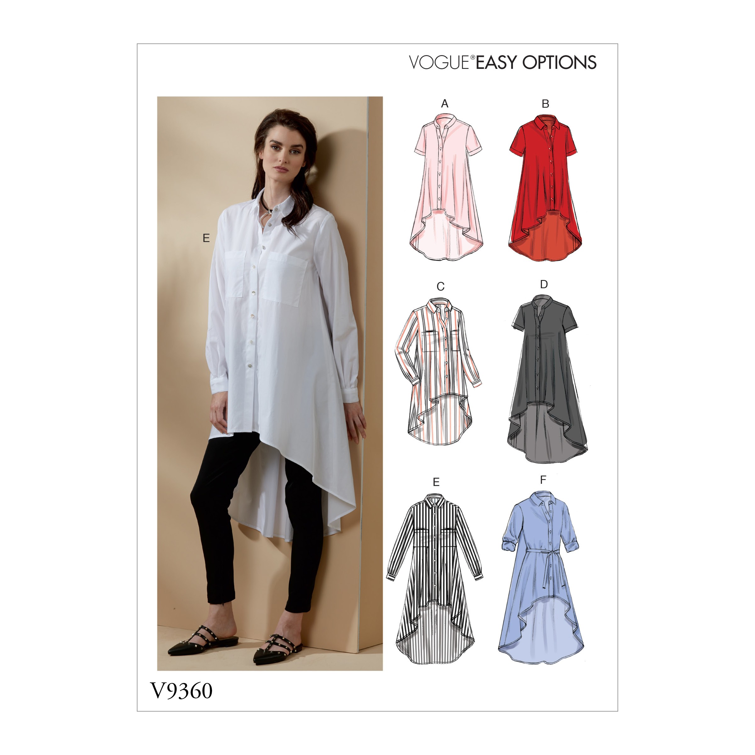 Vogue Sewing Pattern V9360 Women's Hi-Low Hem Shirt Blouse Tunic