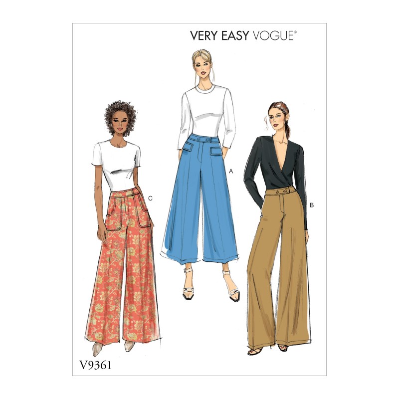Vogue Sewing Pattern V9361 Women's Flared Wide Leg Trousers