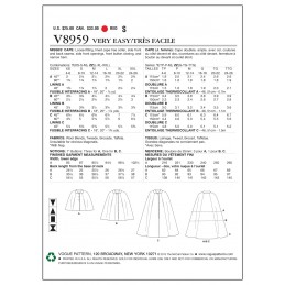 Vogue Sewing Pattern V8959 Women's Cape Coat