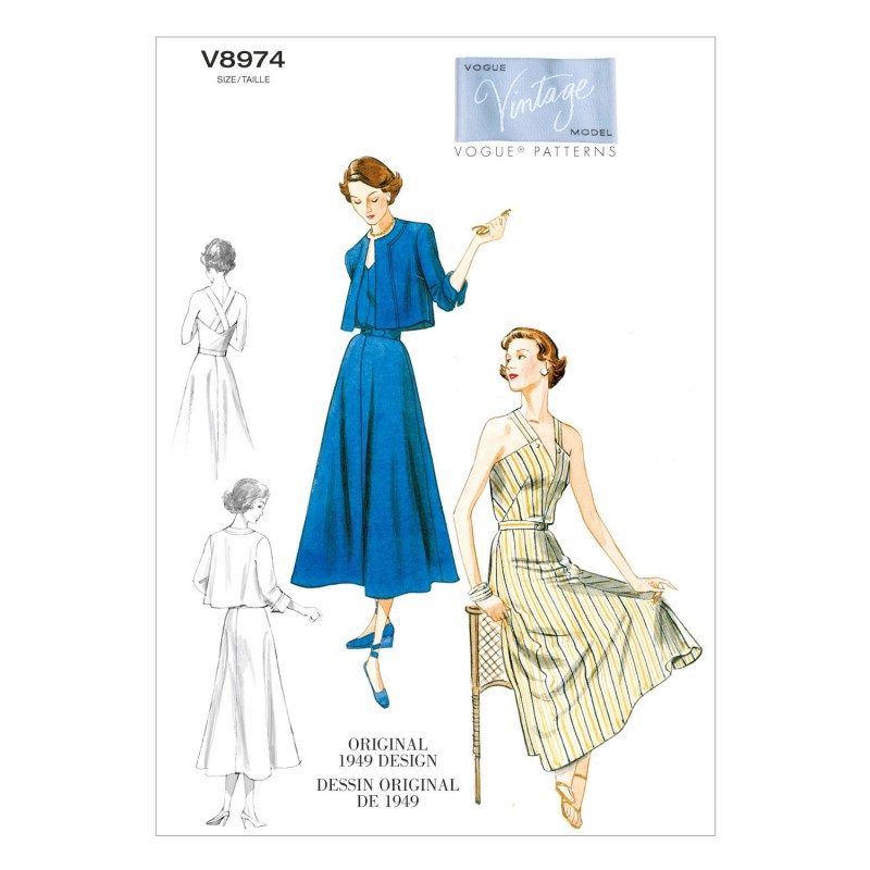 Vogue Sewing Pattern V8974 Women's Vintage Dress Jacket And Belt
