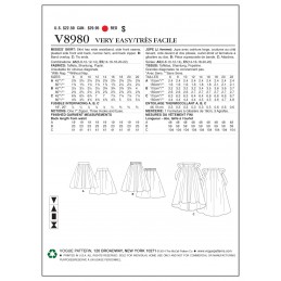 Vogue Sewing Pattern V8980 Women's Pleated Skirt
