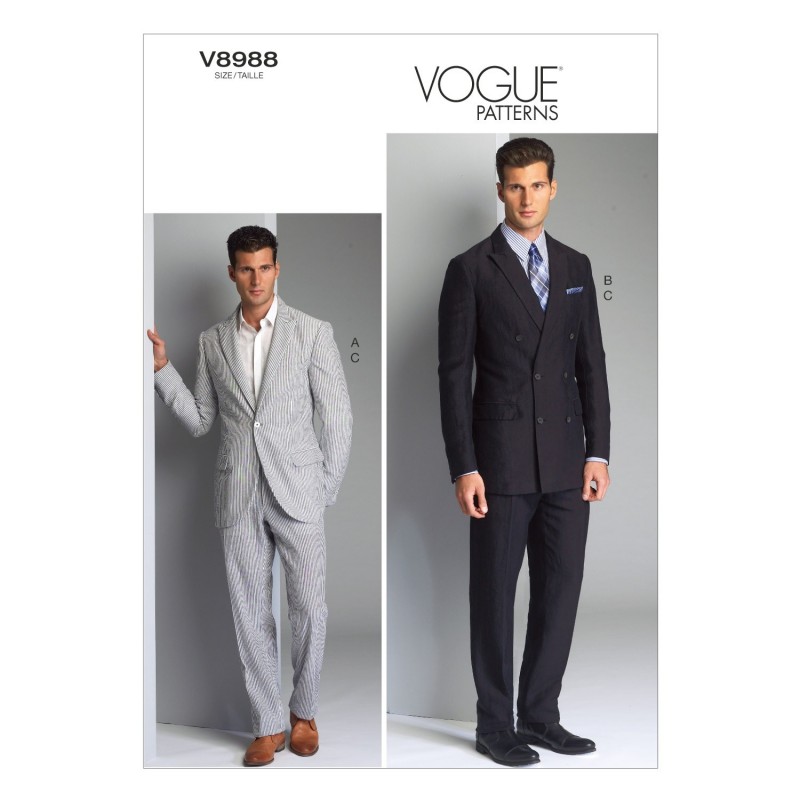 Vogue Sewing Pattern V8988 Men's Suit Jacket And Trousers