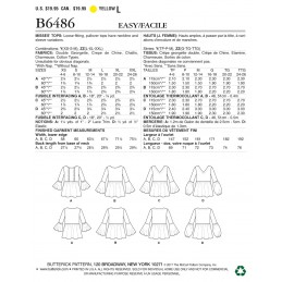 Butterick Sewing Pattern 6486 Misses' Loose Fitting Gathered Waist Tops