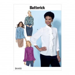 Butterick Sewing Pattern 6487 Misses' Tops With Gathered Detail Neck