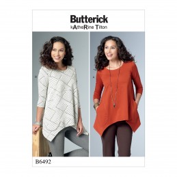 Butterick Sewing Pattern 6492 Misses' Loose Knit Tunics With Shaped Sides And Pockets.